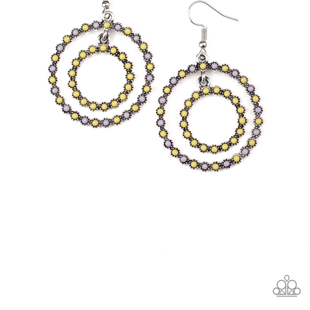 Gorgeous yellow and grey acrylic stone earrings